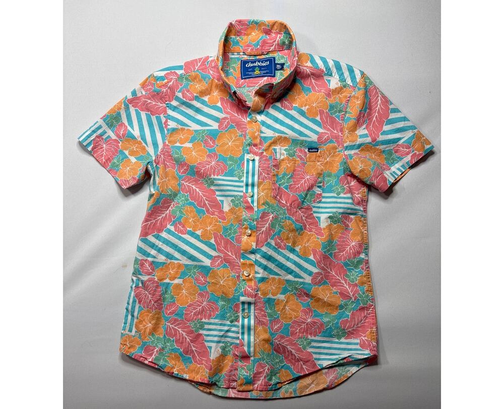 Chubbies Men's Short Sleeve Hawaiin Flower Print Button Up Shirt - Size S